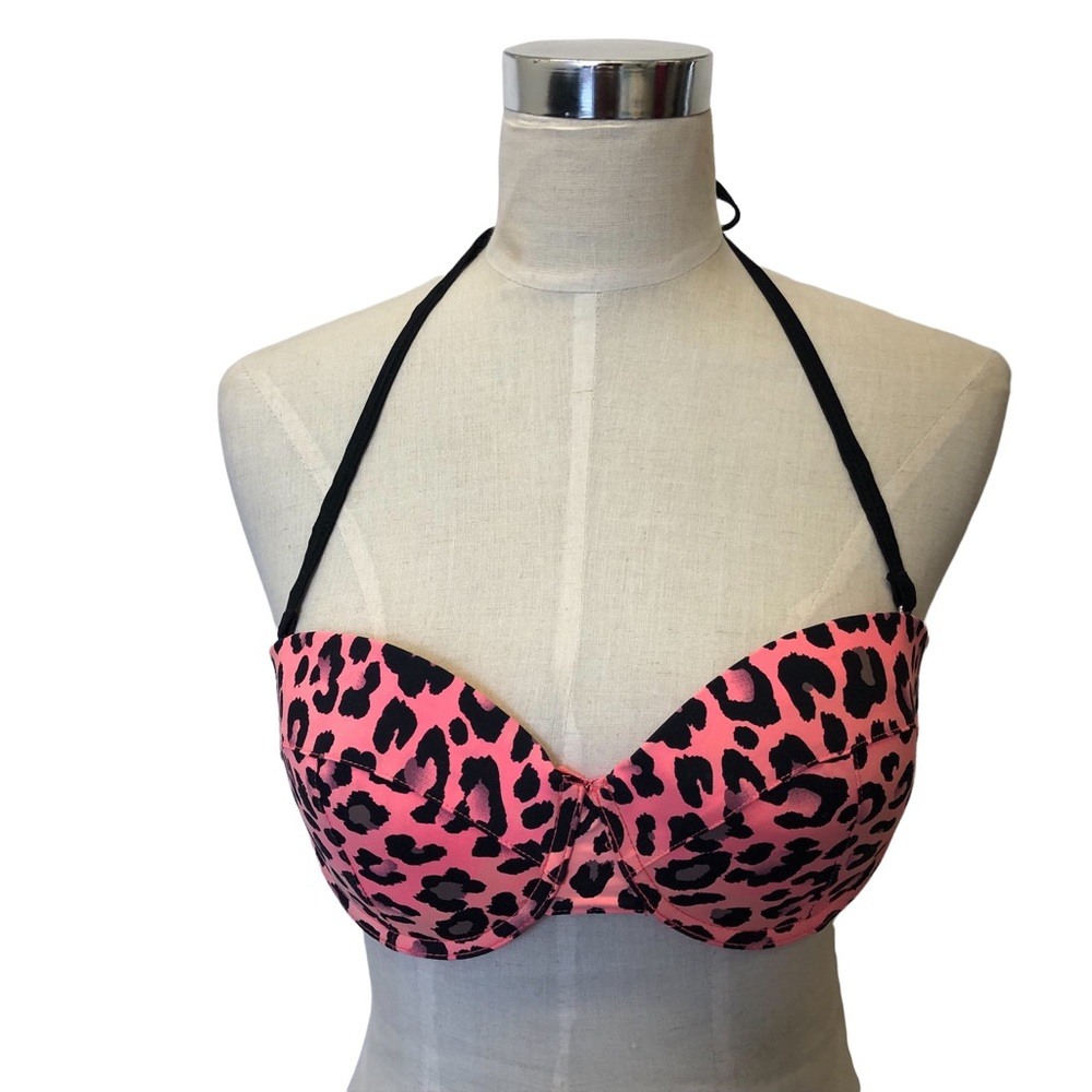 Pink Cheetah Print Bikini Top Size Large